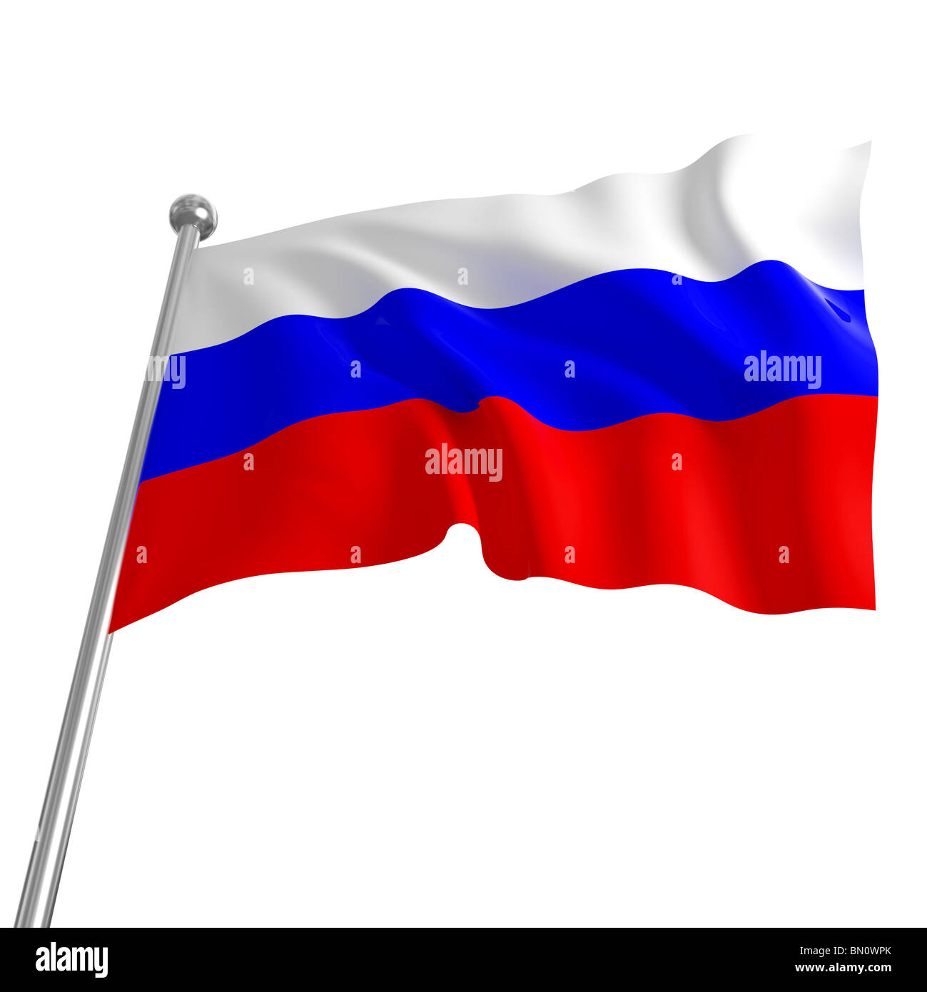 3d flag of russia on white background Stock Photo - Alamy