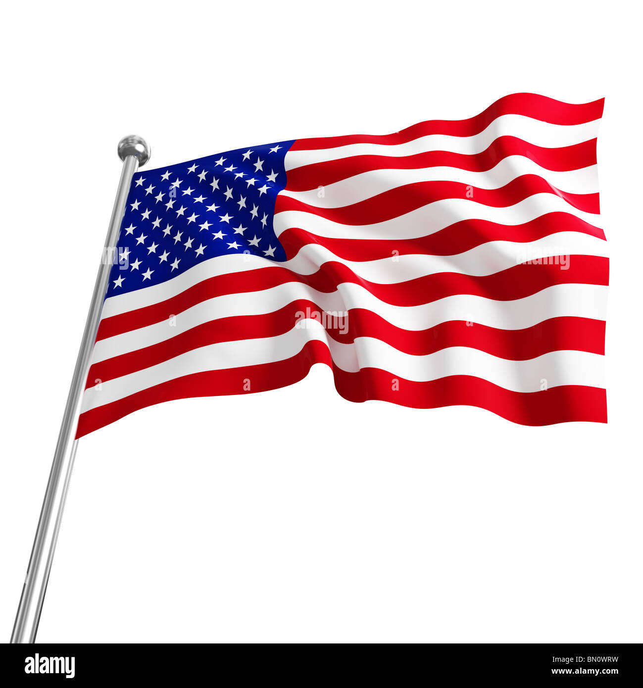 american usa 3d flag on white background Stock Photo - Alamy