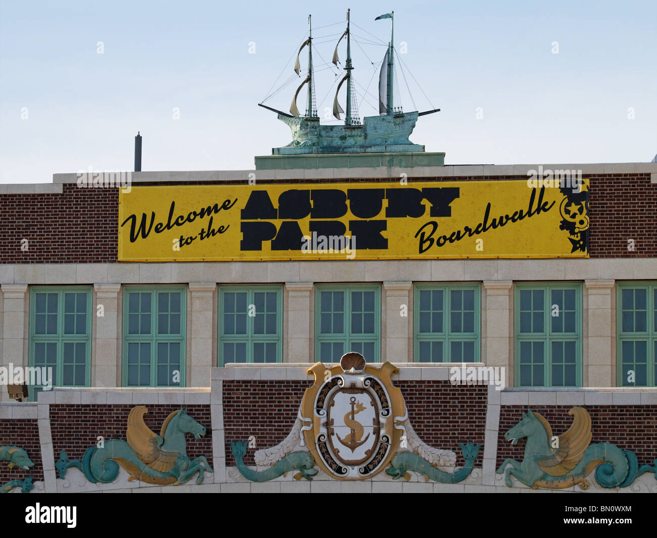 View of the Facade of the Asbury Park Convention Hall,. New Jersey Stock Photo
