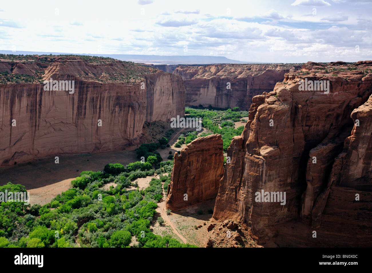 High Angle View of a Sandstone Canyon, Canyon De Chelly, Arizona Stock Photo