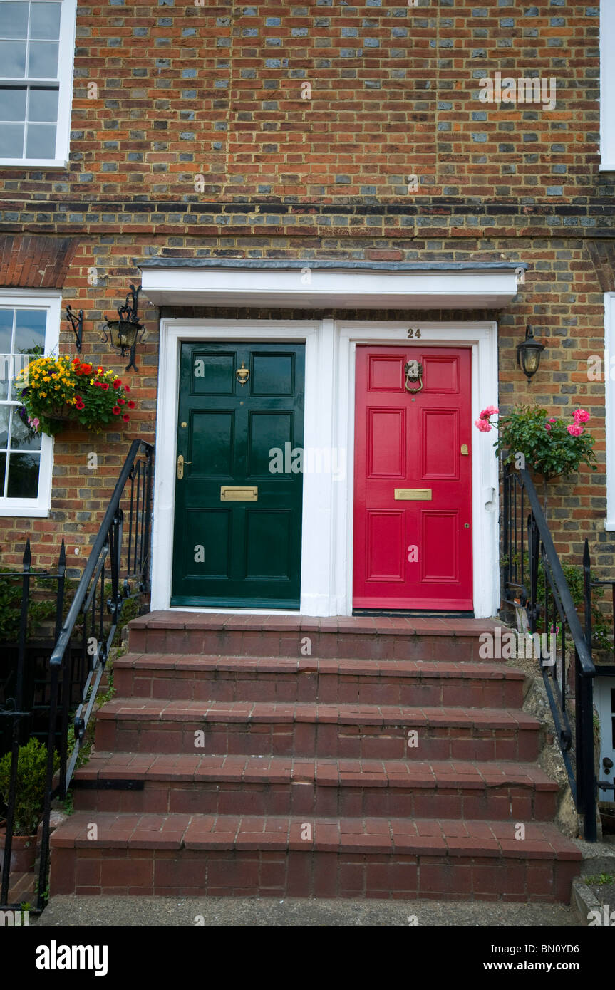 Aylesford Kent Village Countryside Two Front Doors Of Houses Black