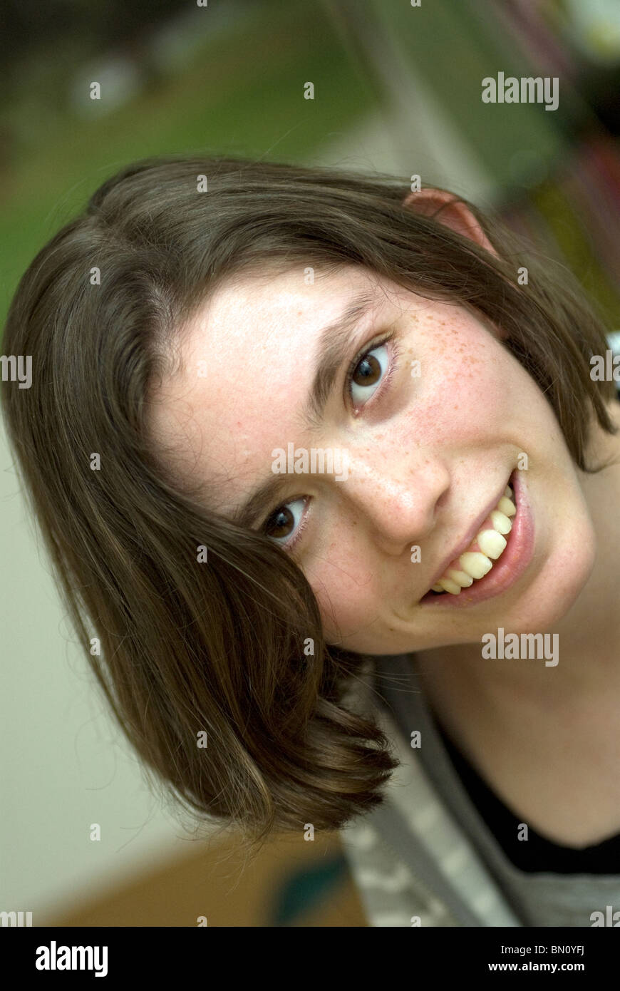 16 year old girl with cerebral palsy, London, UK. Stock Photo