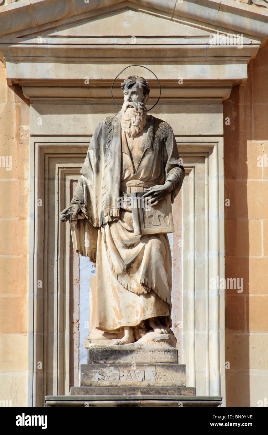Statue of St Paul The Church of St Mary, better known as the Mosta Dome or Rotunda Stock Photo