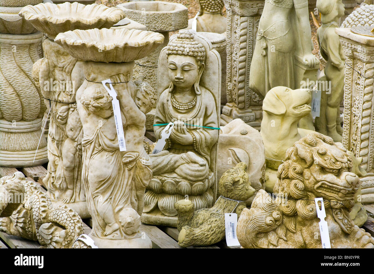 Stone Garden Statues Stock Photo Alamy