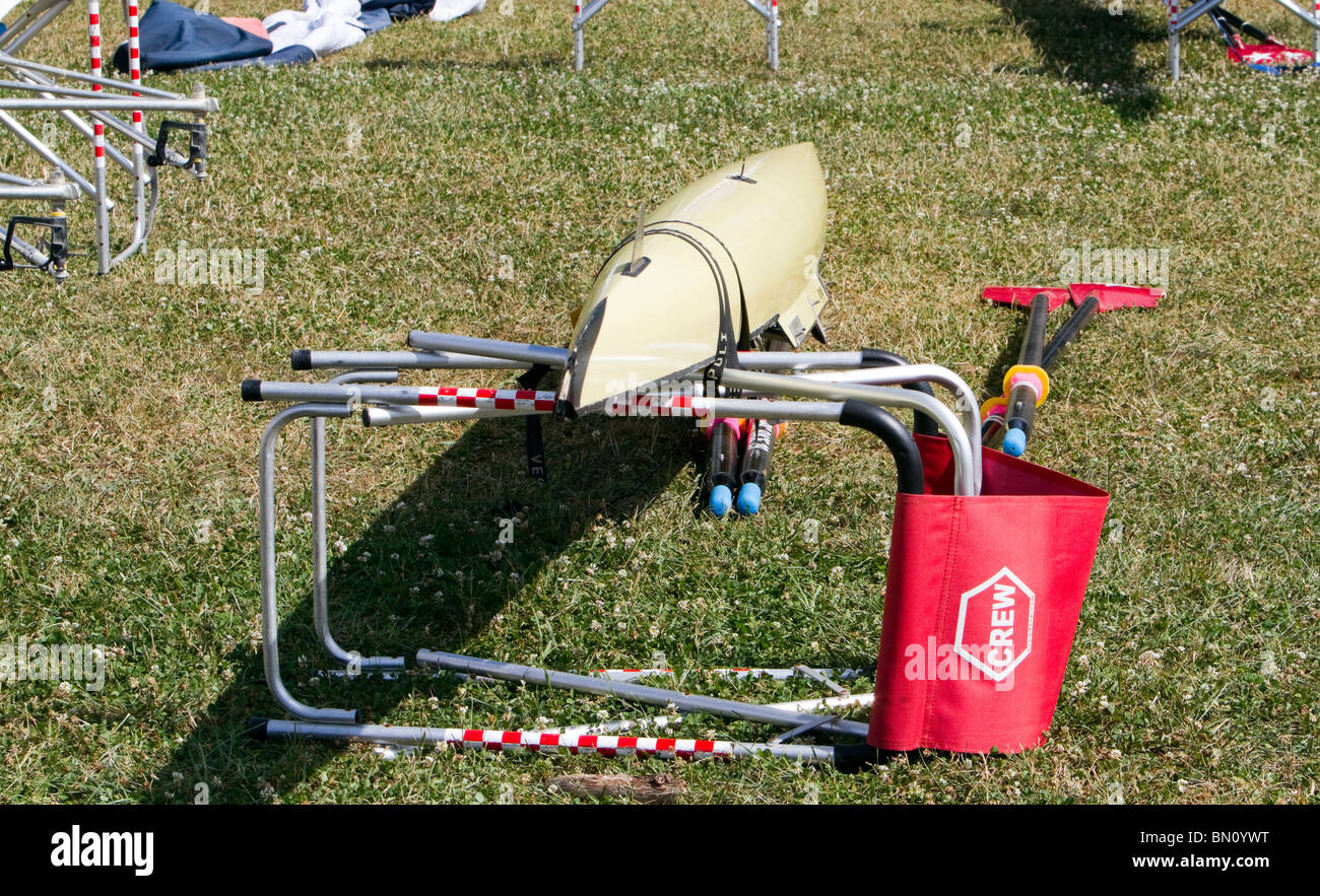 Racing boats and crews at the US Rowing National Championship Regatta Stock Photo