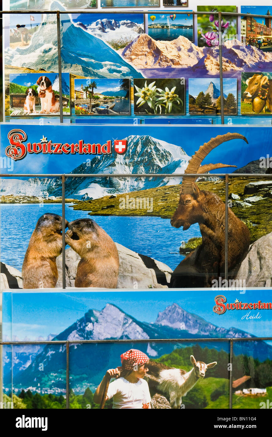 Postcards, Andermatt, Canton Uri, Switzerland Stock Photo
