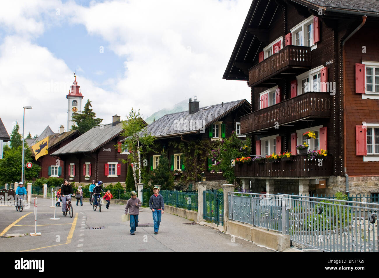 daily life, Andermatt, Canton Uri, Switzerland Stock Photo Alamy