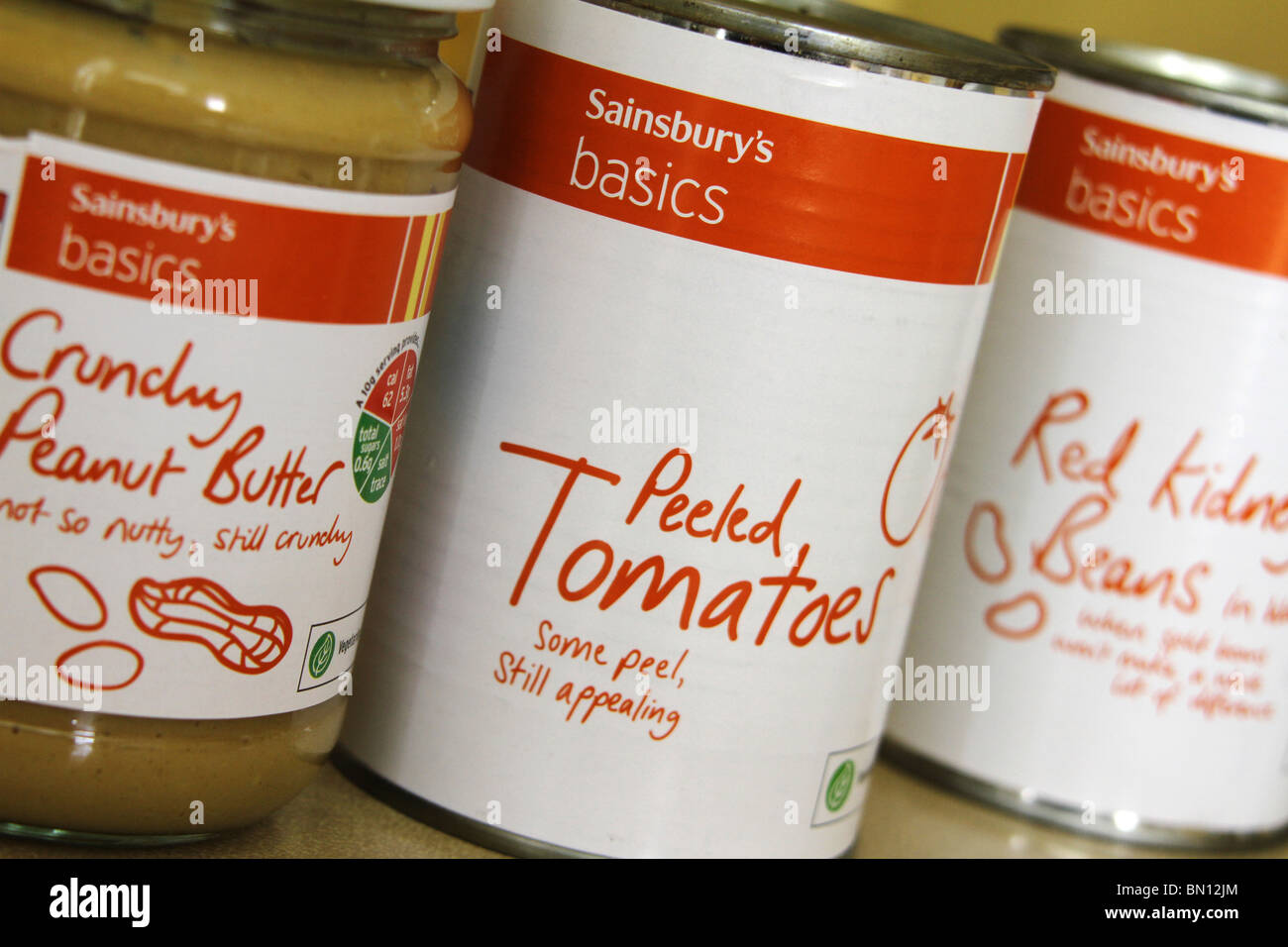 Items from Sainsbury's basics range of food products Stock Photo
