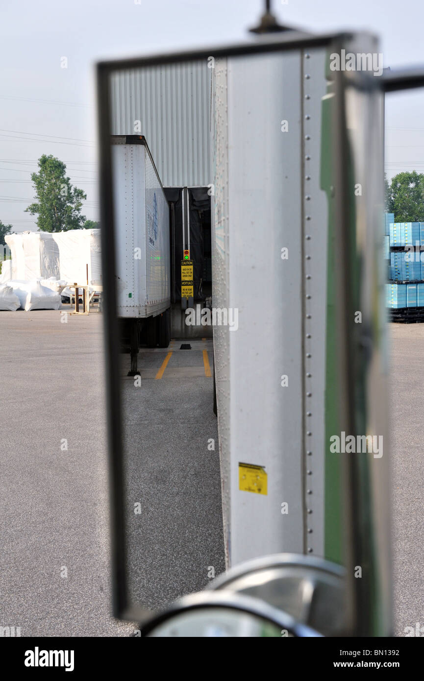 Mirror on a semi tractor truck Stock Photo Alamy