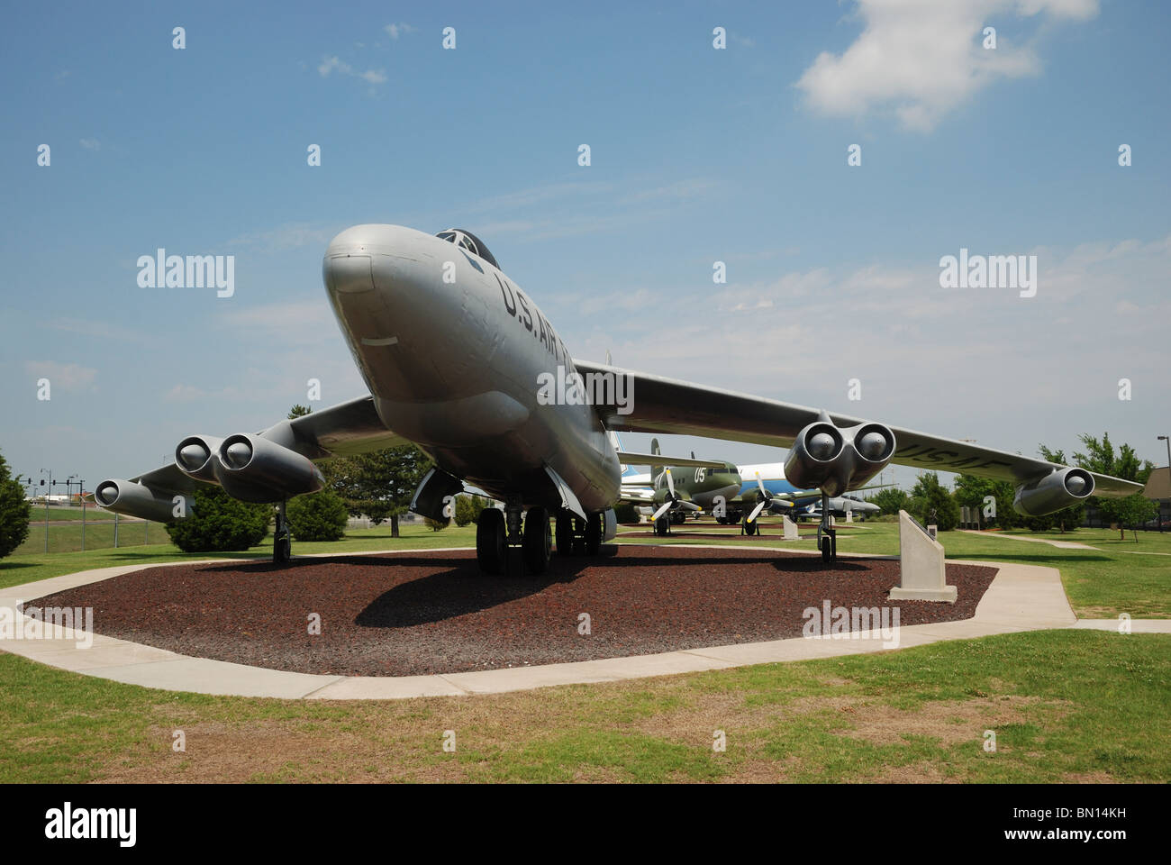 A B-47 'Stratojet' bomber on display at the Tinker Air Force Base, Oklahoma City, Oklahoma, USA. Stock Photo