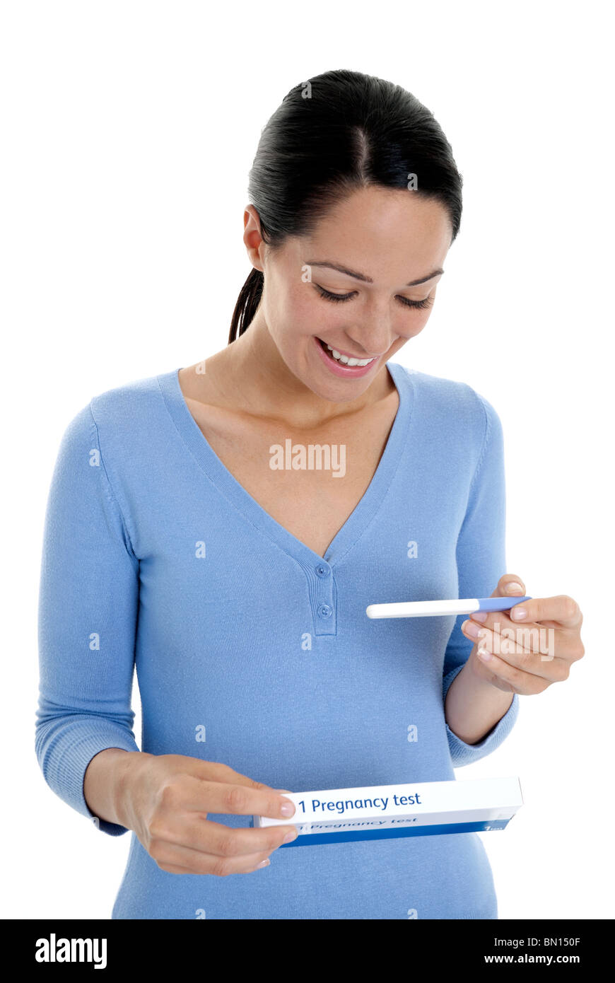 Happy woman testing kit hi-res stock photography and images - Alamy