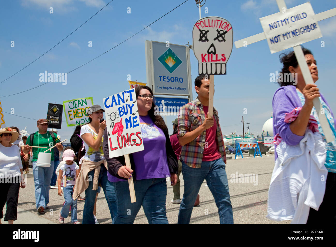 A protest of “California jobs Initiative”, AB 32, at the Tesoro Oil