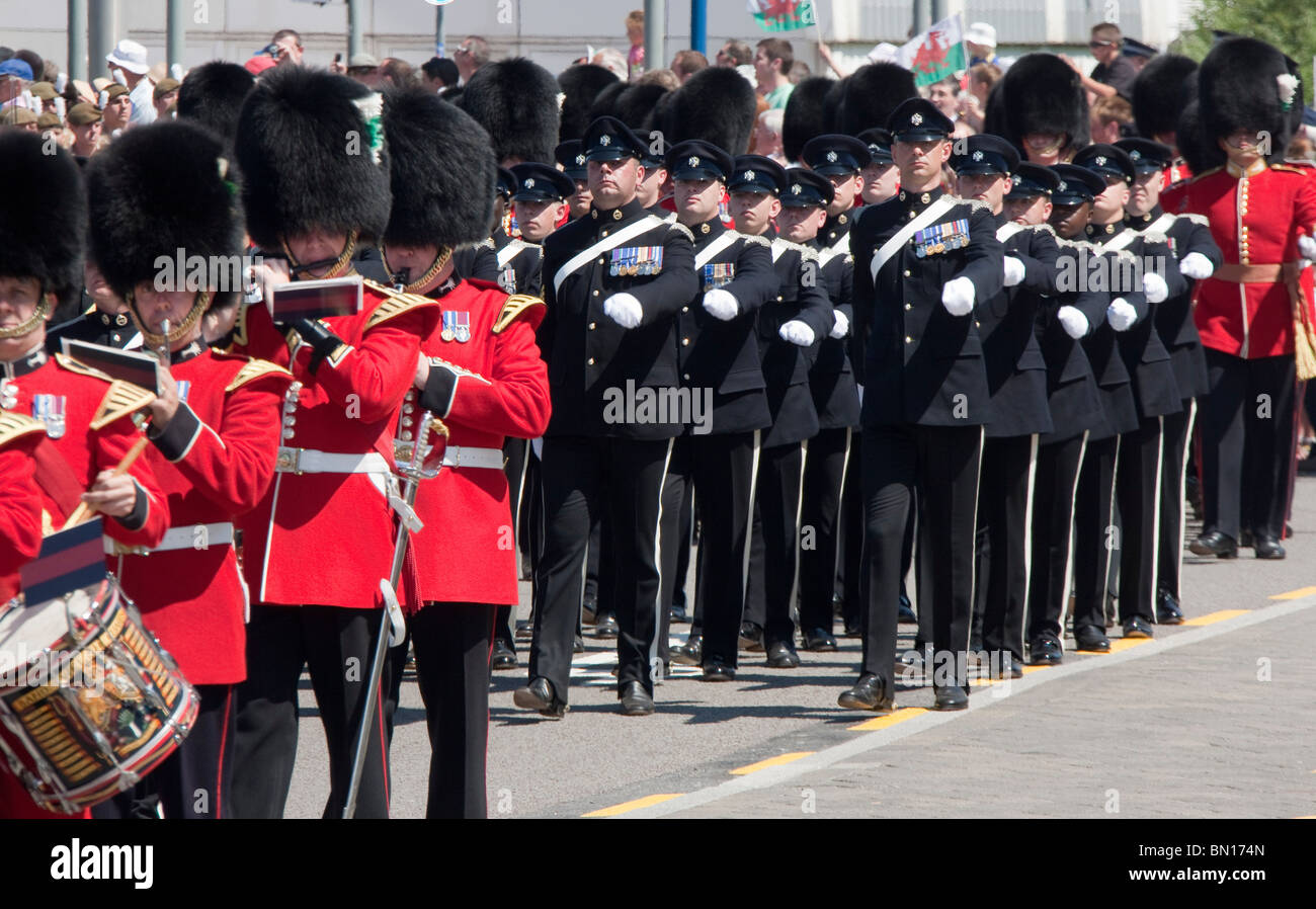 Britain's Prince Charles takes the salute at the Armed Forces Day parade in Cardiff city centre Stock Photo