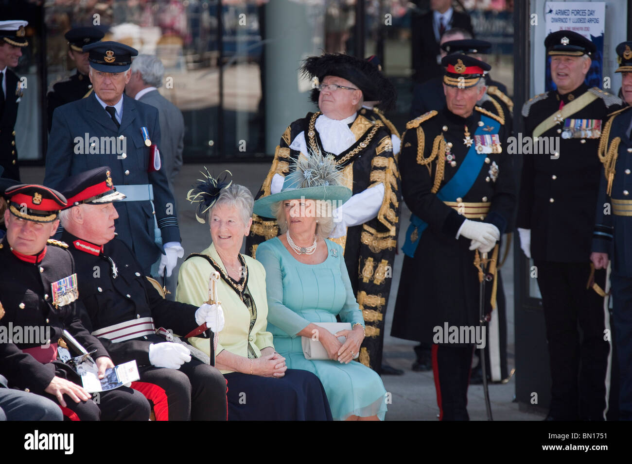 Britain's Prince Charles takes the salute at the Armed Forces Day parade in Cardiff city centre Stock Photo