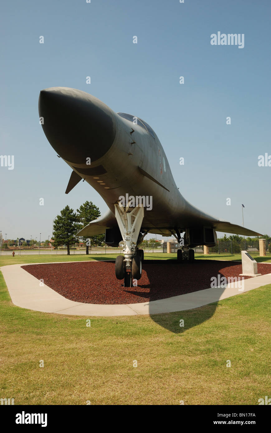 A B1-B 'Lancer' bomber aircraft on display at the Tinker Air Force Base, Oklahoma City, Oklahoma, USA. Stock Photo