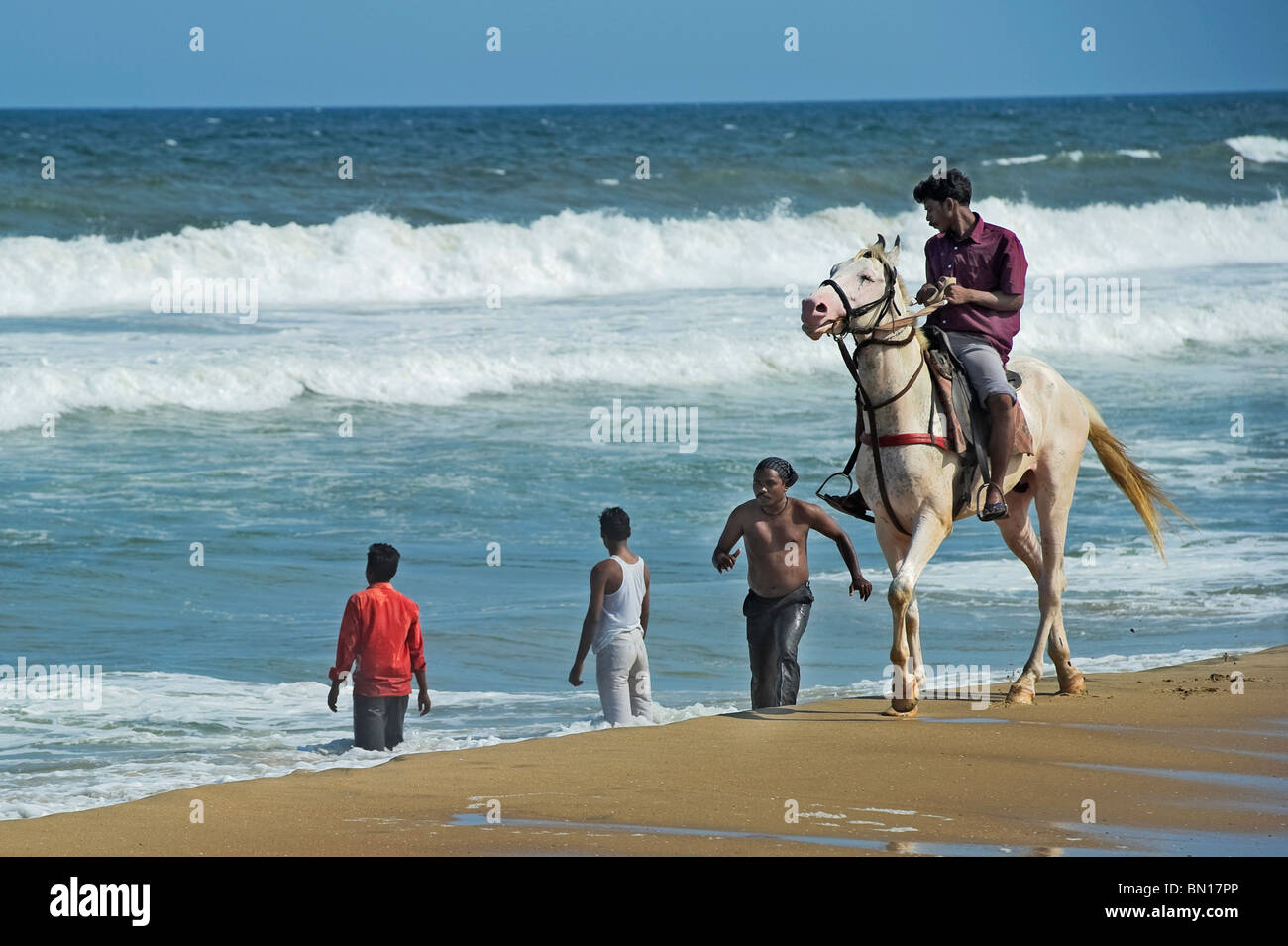 India Tamil Nadu Chennai people on the beach Stock Photo