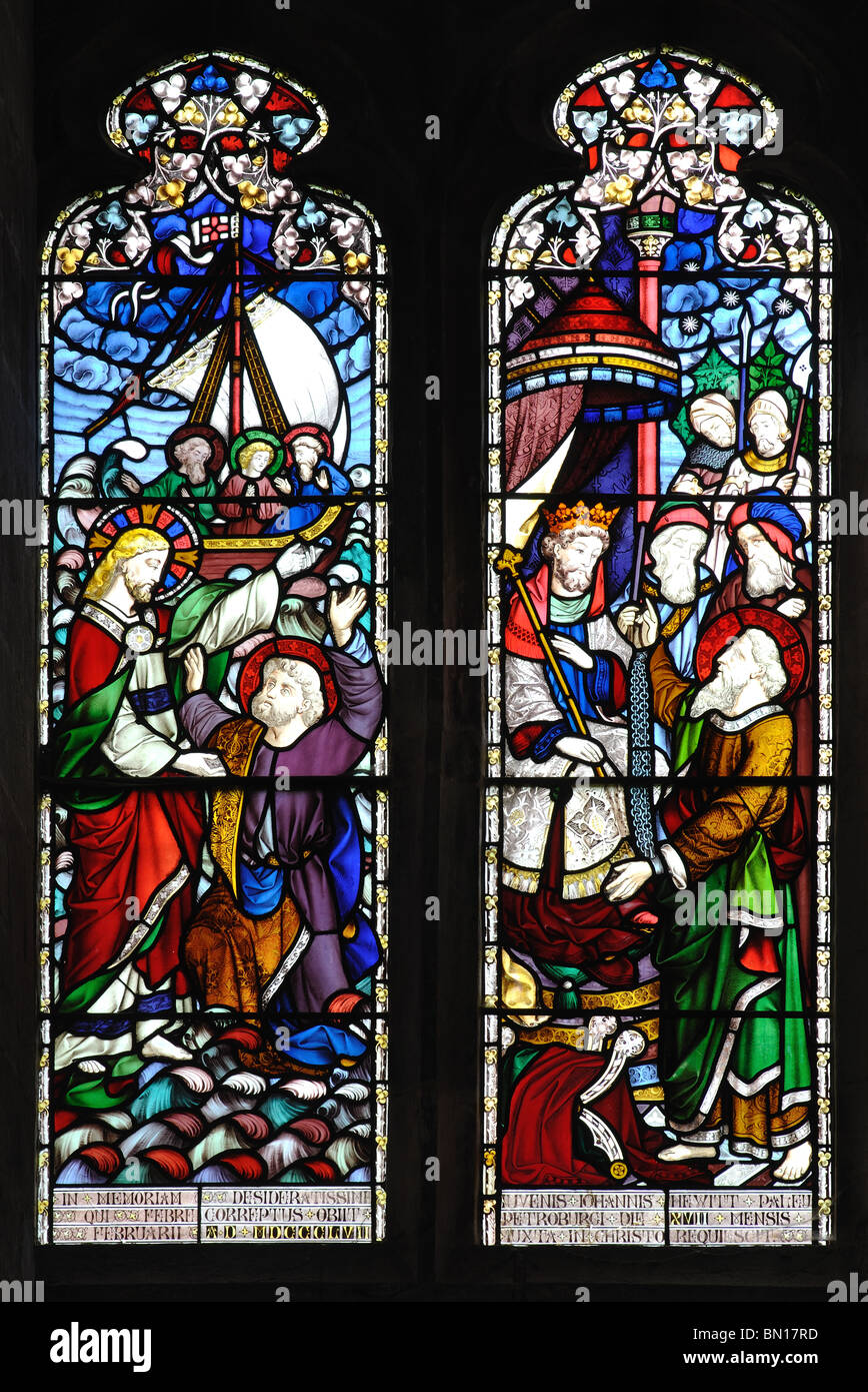 Stained glass in North Transept, Peterborough Cathedral, Cambridgeshire