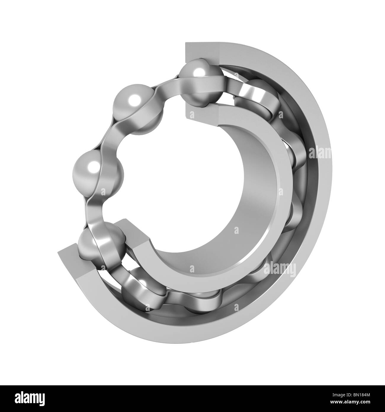 Three-dimensional model - the bearing in a cut. Stock Photo