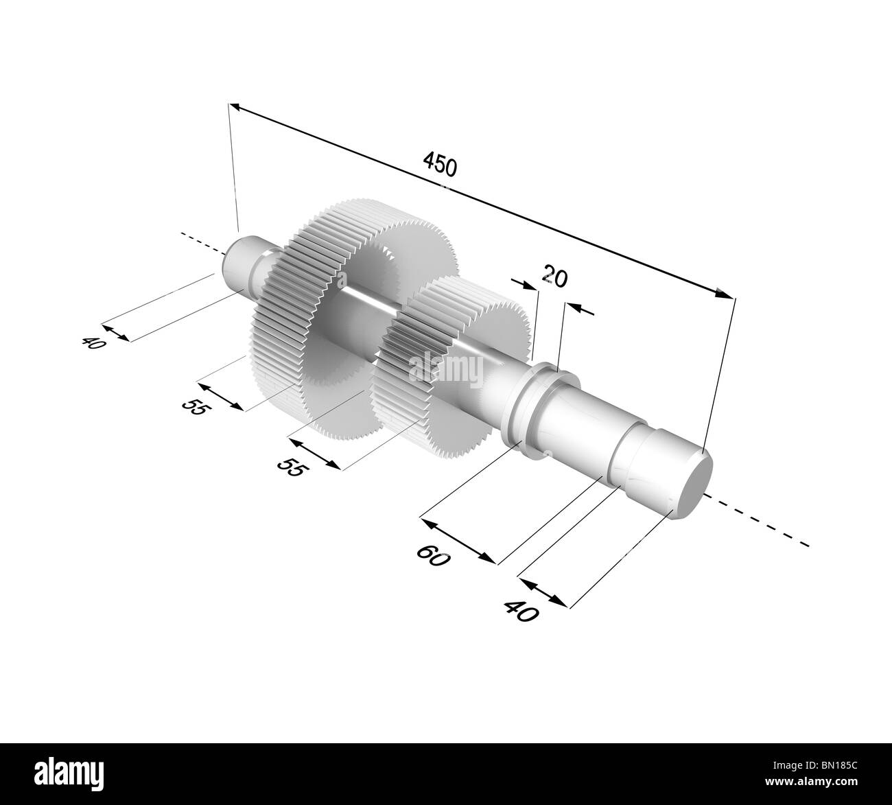 Three-dimensional model of a metal detail with the designated sizes ...