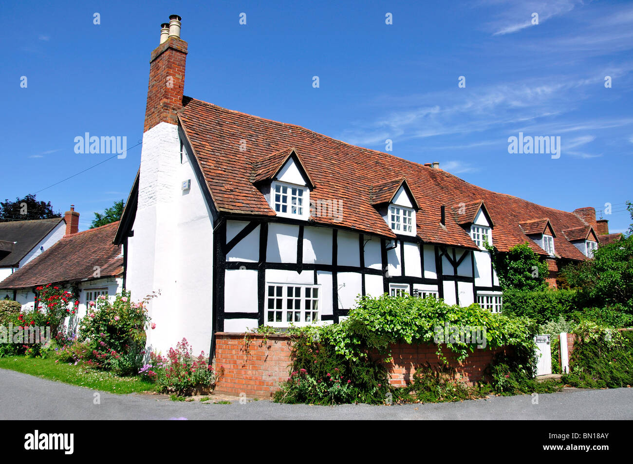 Thatched cottages, Welford-on-Avon, Warwickshire, England, United Kingdom Stock Photo