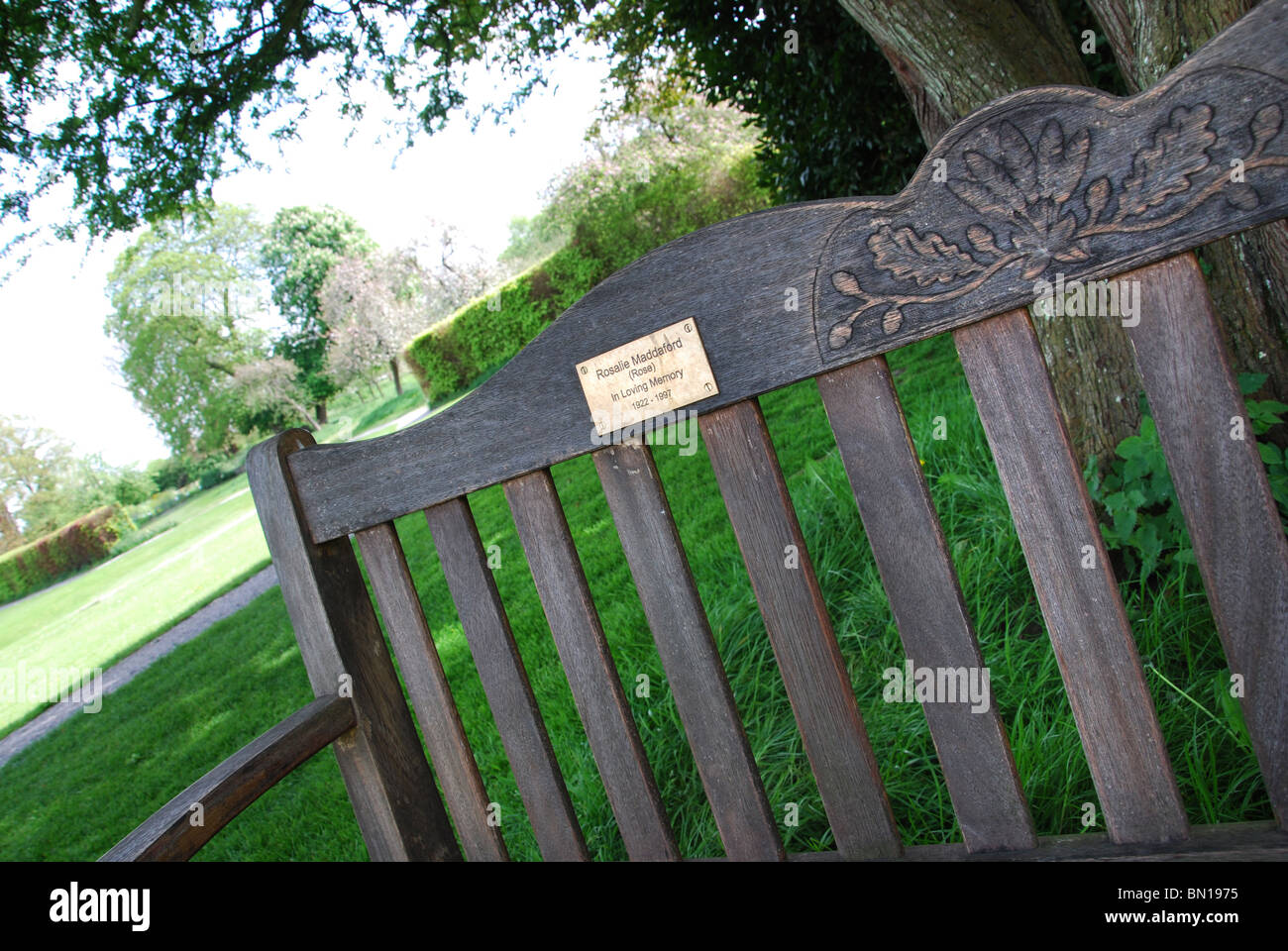 Memorial Bench In Grounds Of Glastonbury Abbey Somerset United Kingdom