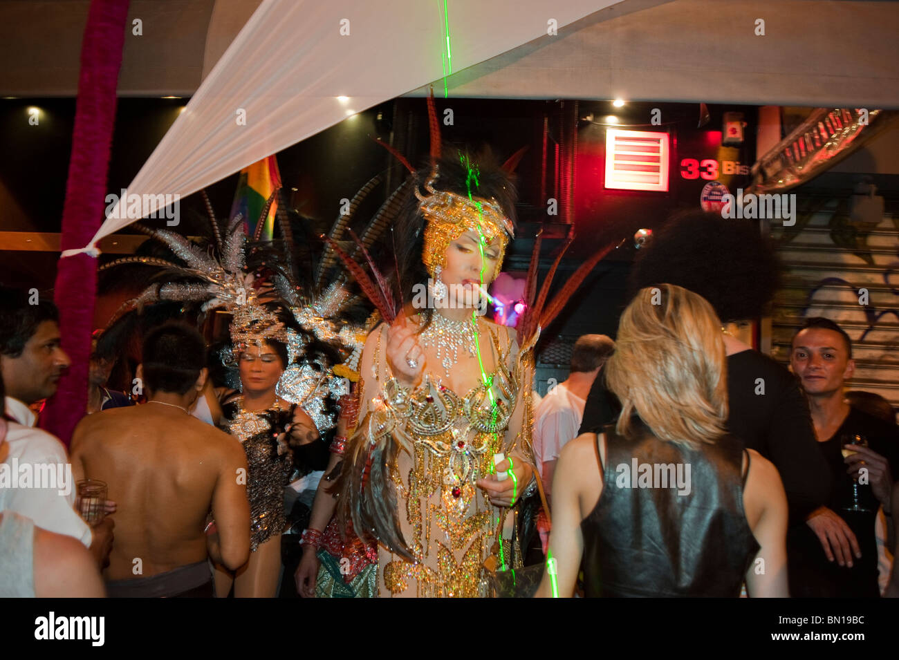 Paris, France, People Celebrating After LGTB Gay Pride in the Les Halles District, Night, Local Gay Bars, The Eagle Stock Photo