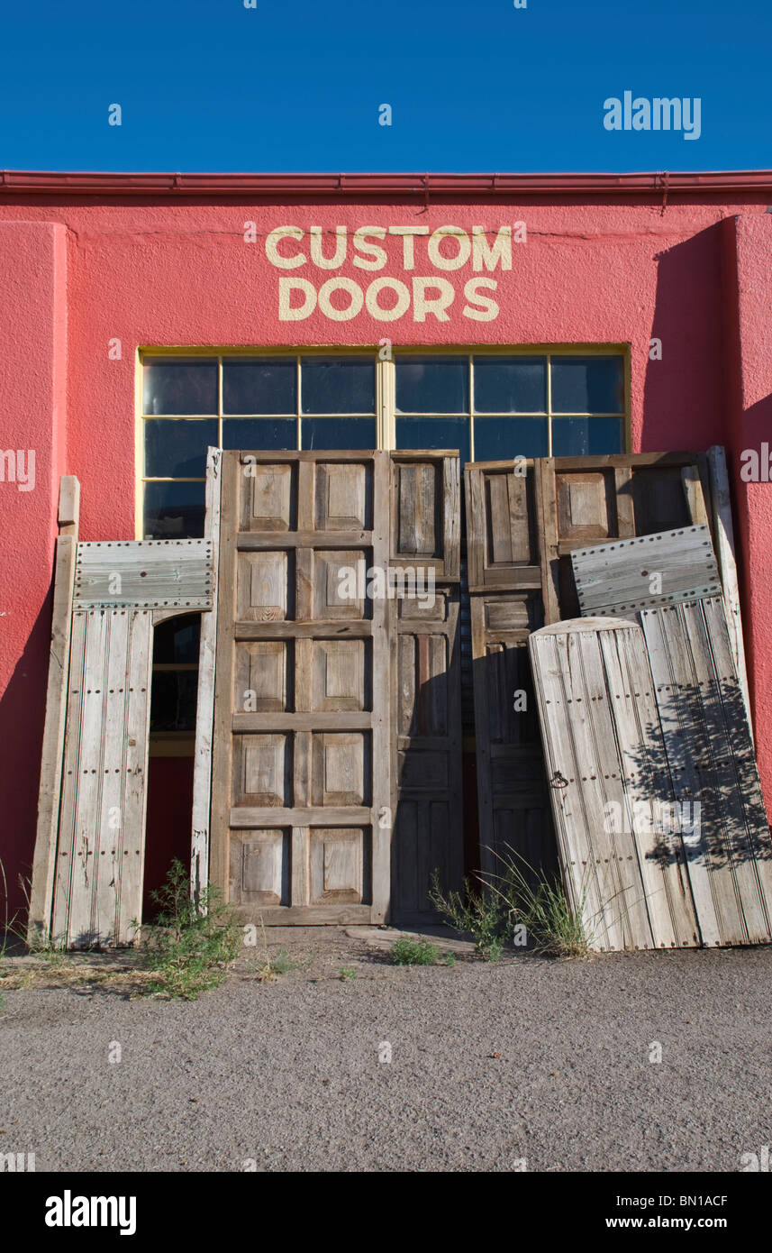 An antique store in Carrizozo, New Mexico showcases its custom doors in
