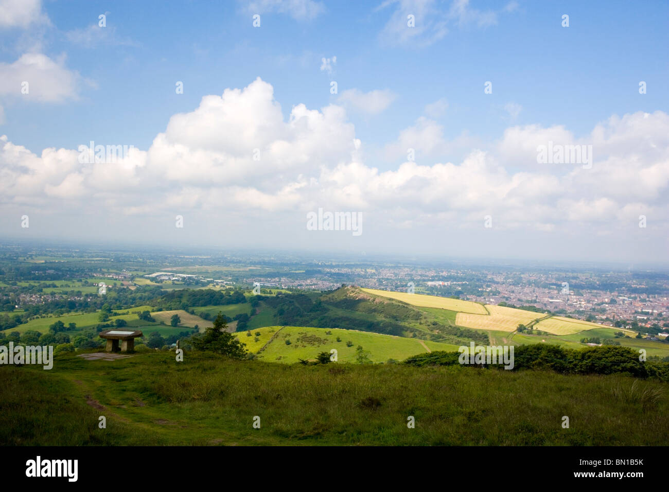 View over Blakelow Hill of Macclesfied from Teggs Nose Country Park at Macclesfield in Cheshire;England;Uk. Stock Photo
