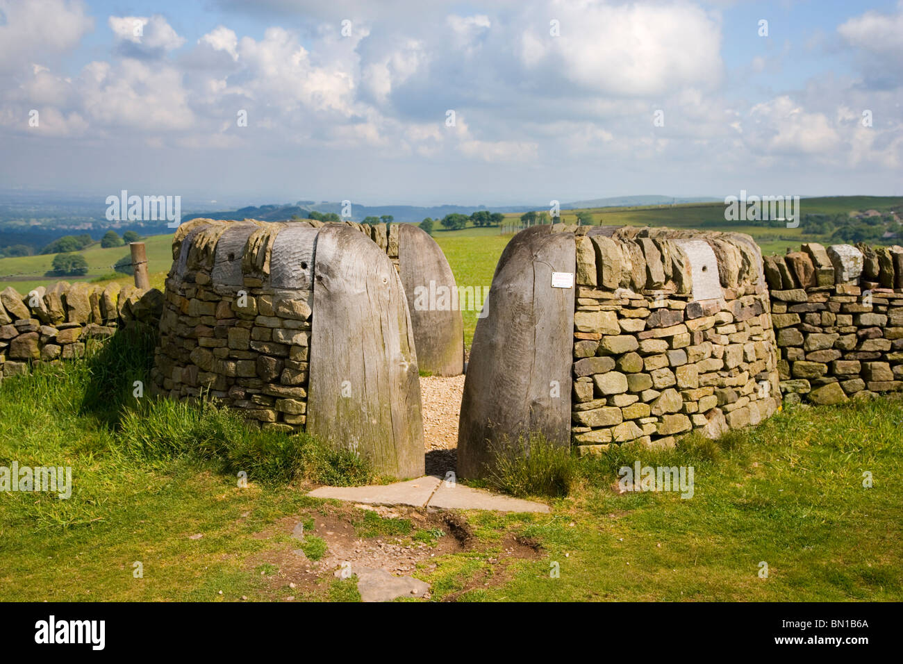 A Rustic Stone Gate at Teggs Nose Country Park at Macclesfield in