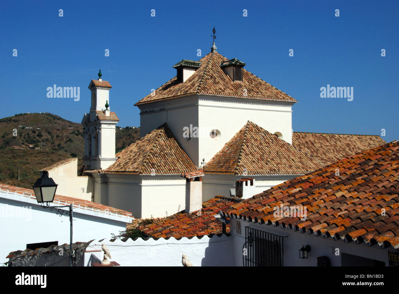Church (Iglesia de San Jacinto), Macharaviaya, Costa del Sol, Malaga Province, Andalucia, Spain, Western Europe. Stock Photo