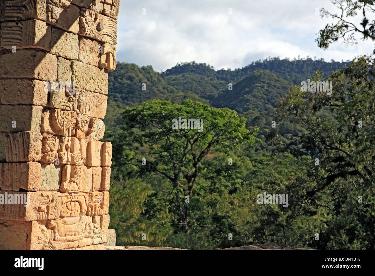 Maya ruins, view from temple, Copan (Honrduras), Guatemala Stock Photo