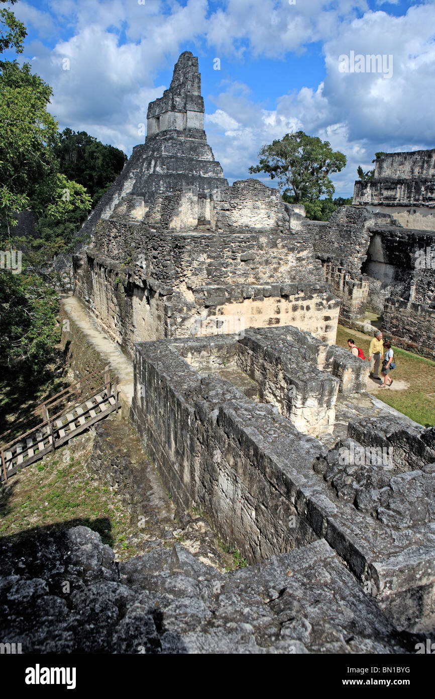 Central Acropolis, Maya ruins of Tikal, near Flores, Guatemala Stock Photo