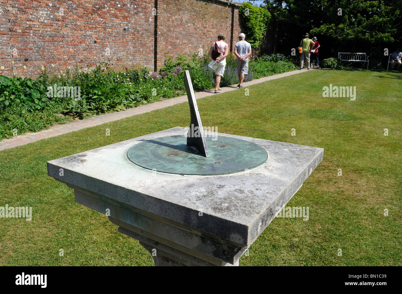 a sundial at heligan gardens  in cornwall, uk Stock Photo