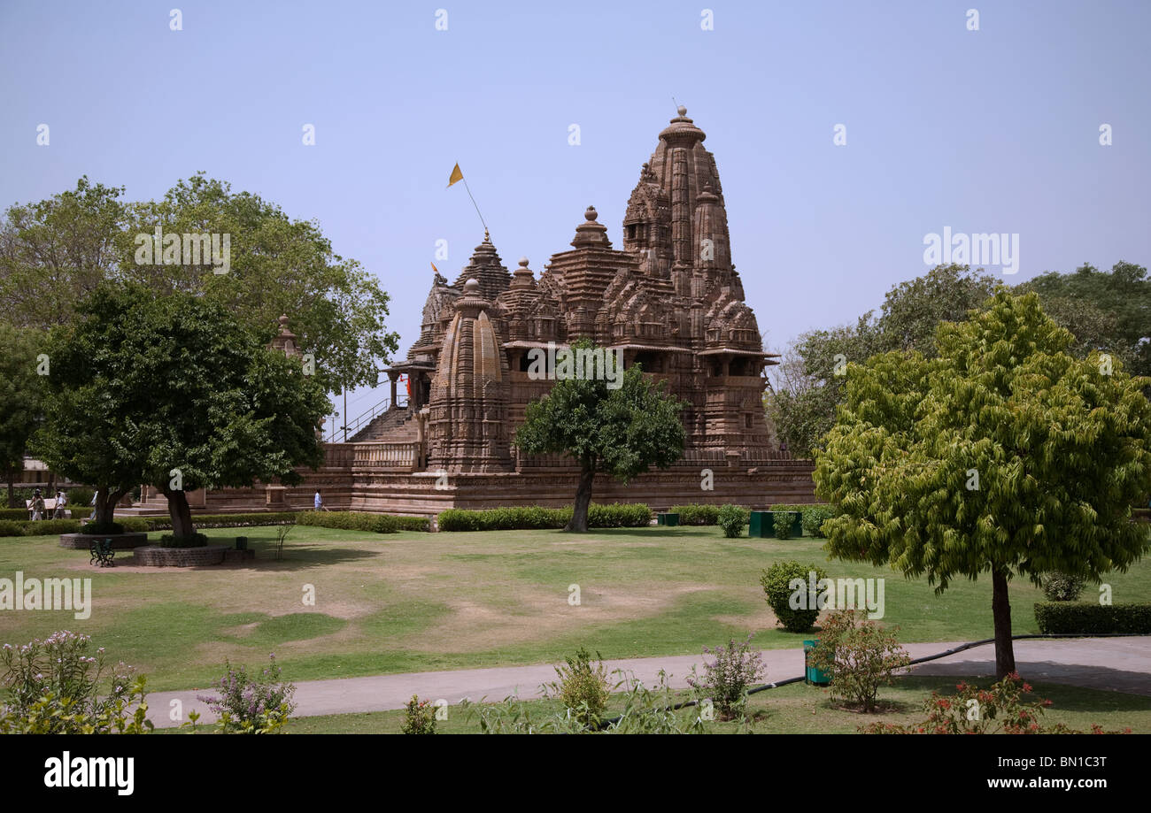 The Lakshmana temple in Khajuraho as part of the Western temples Stock Photo