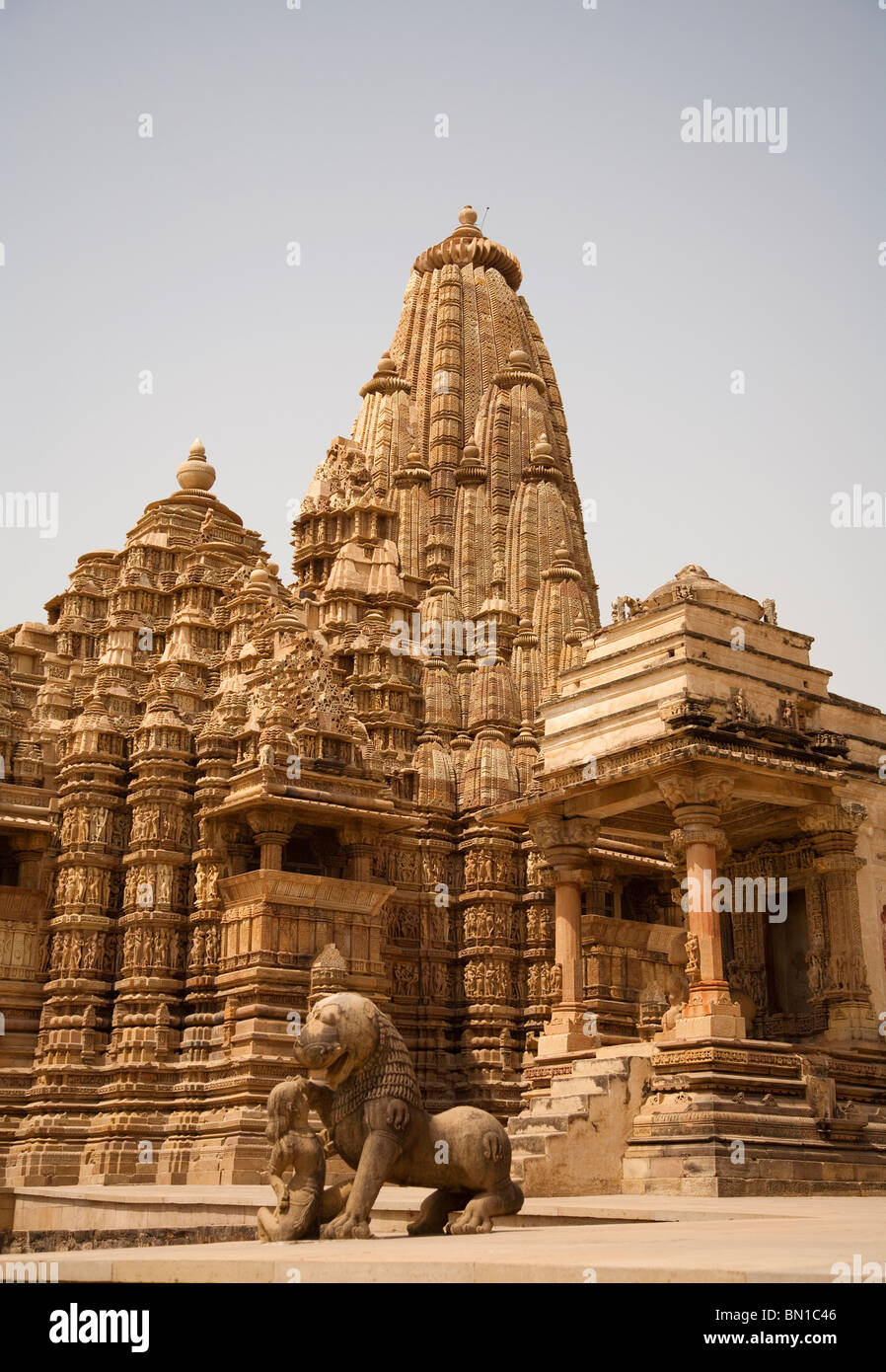The Kandariya-Mahadeva temple in Khajuraho as part of the Western temples Stock Photo