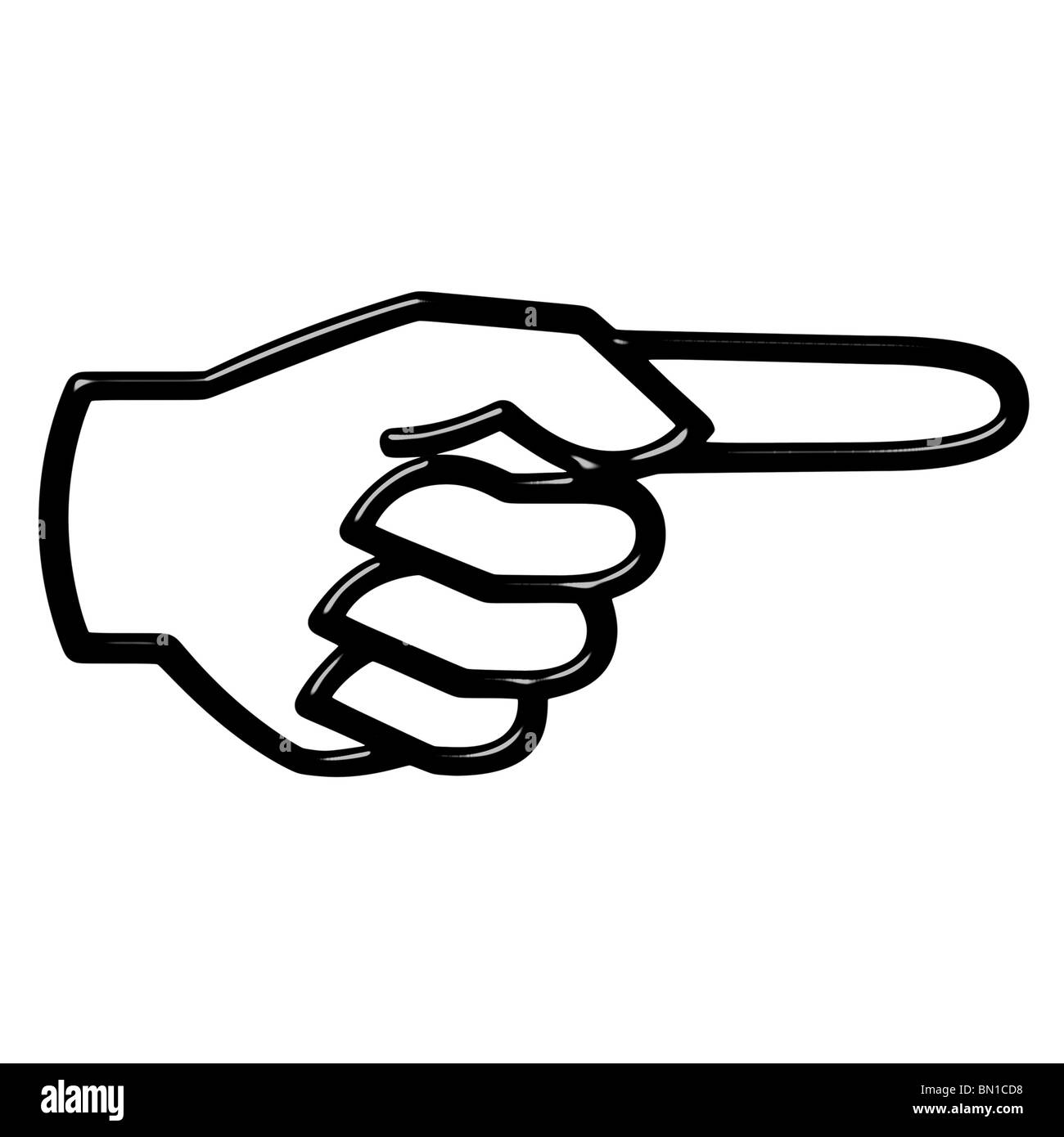 Black And White Pointing Finger Clip Art