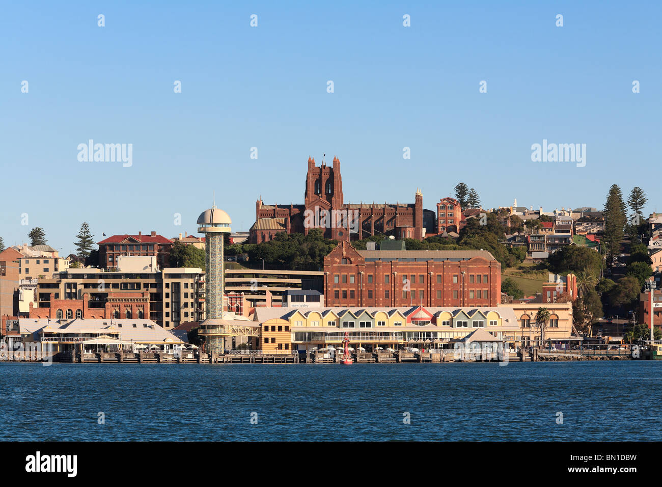 Waterfront at Newcastle, NSW, Australia, looking across the Hunter River from Stockton. Stock Photo