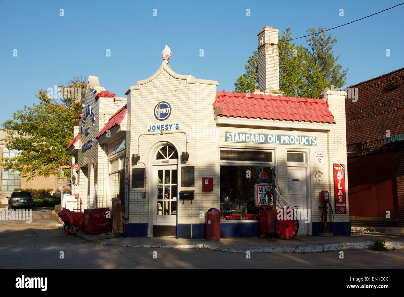 Historic Standard Oil filling station. Lafayette, Indiana Stock Photo