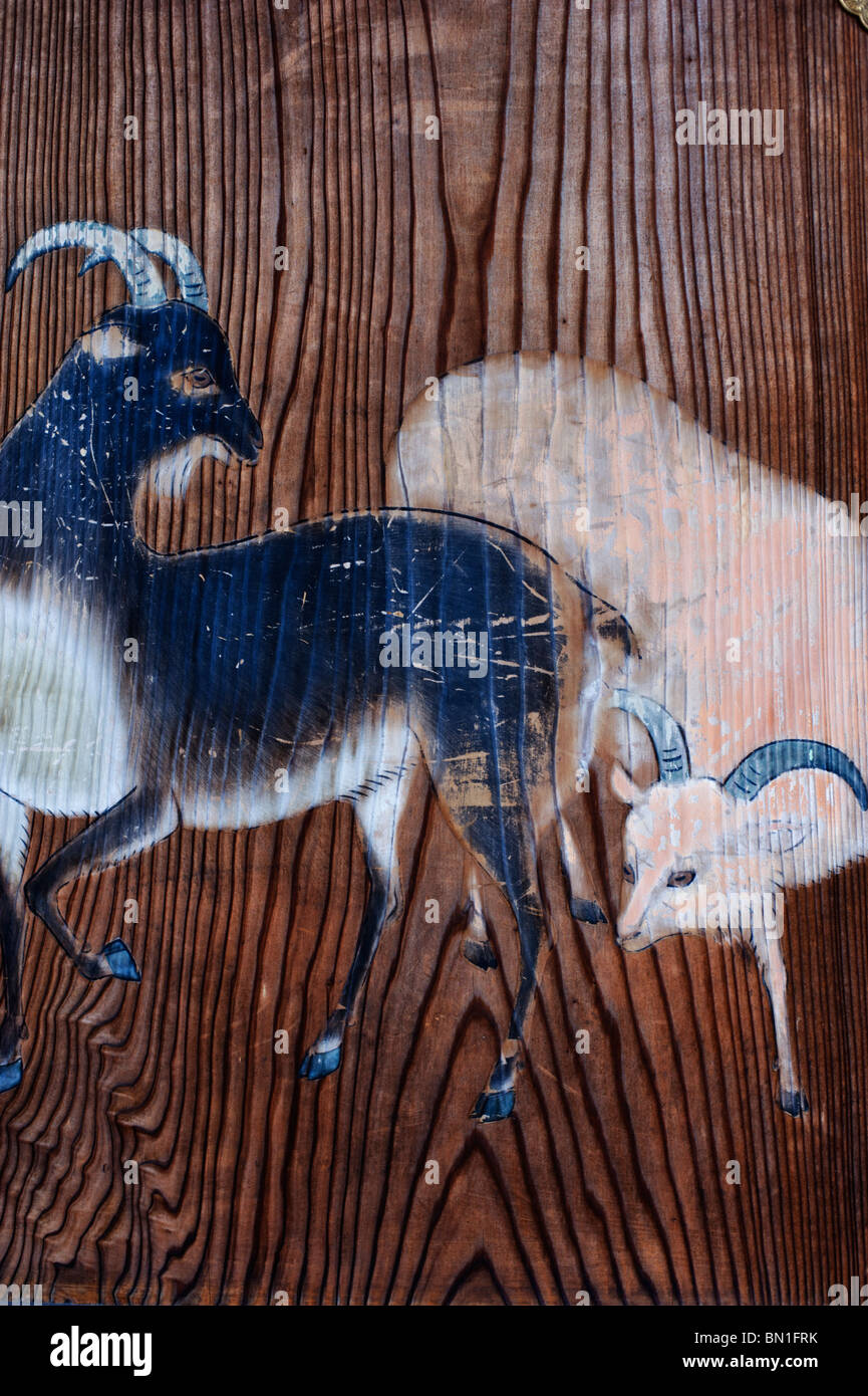 Painting on the wood at Taizo-in Temple, Myoshinji, Kyoto Stock Photo