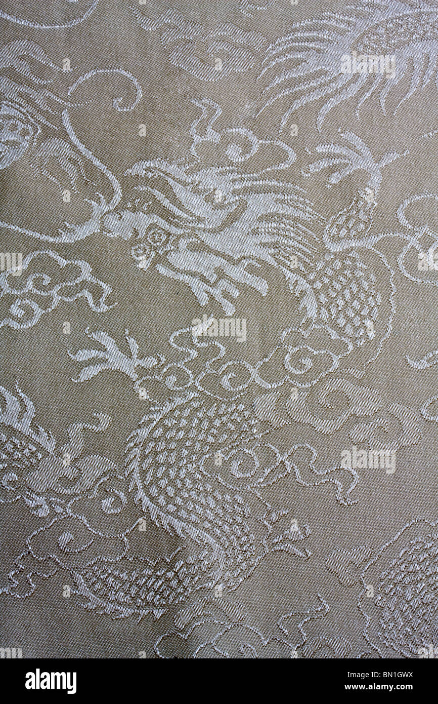 Texture of chinese dragon pattern fabric background Stock Photo