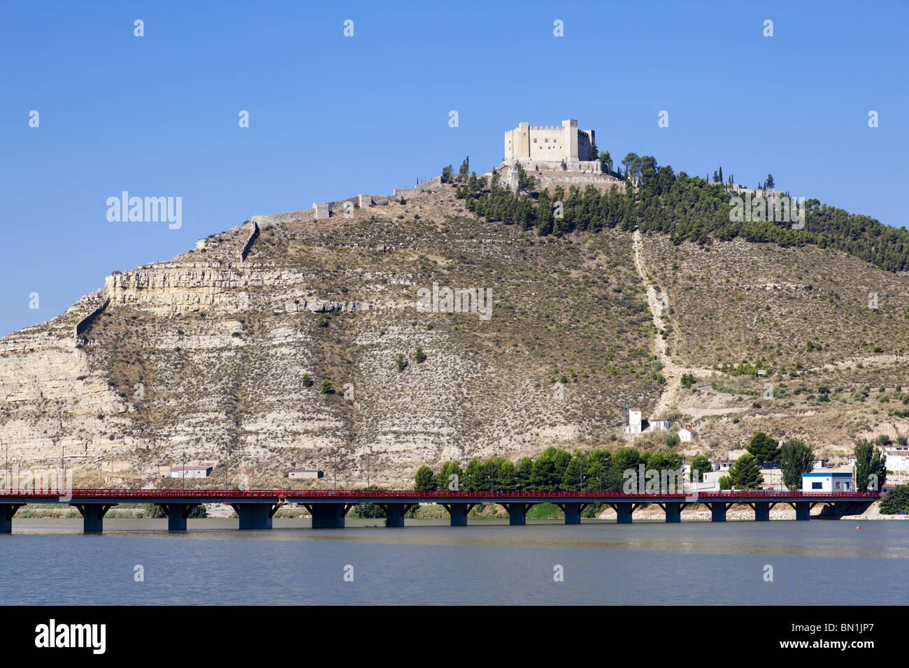 mequinenza castle over the ebro river Stock Photo