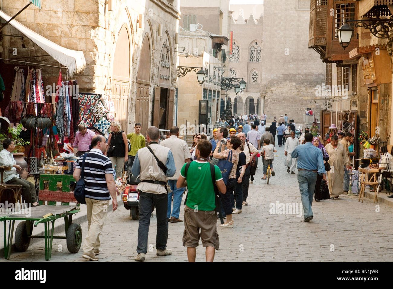 Cairo street scene in Cairo, the crowded Khan al Khalili market, the Islamic quarter, Cairo Egypt North Africa Stock Photo