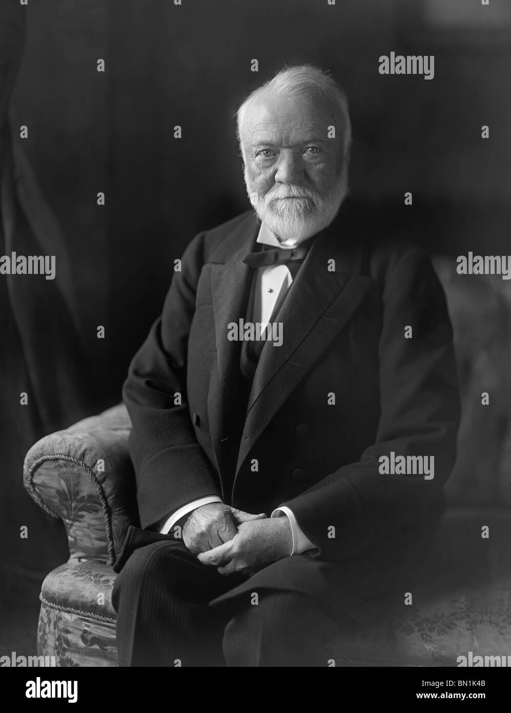 Portrait photo circa 1910 of Scottish-American industrialist, entrepreneur and philanthropist Andrew Carnegie (1835 - 1919). Stock Photo
