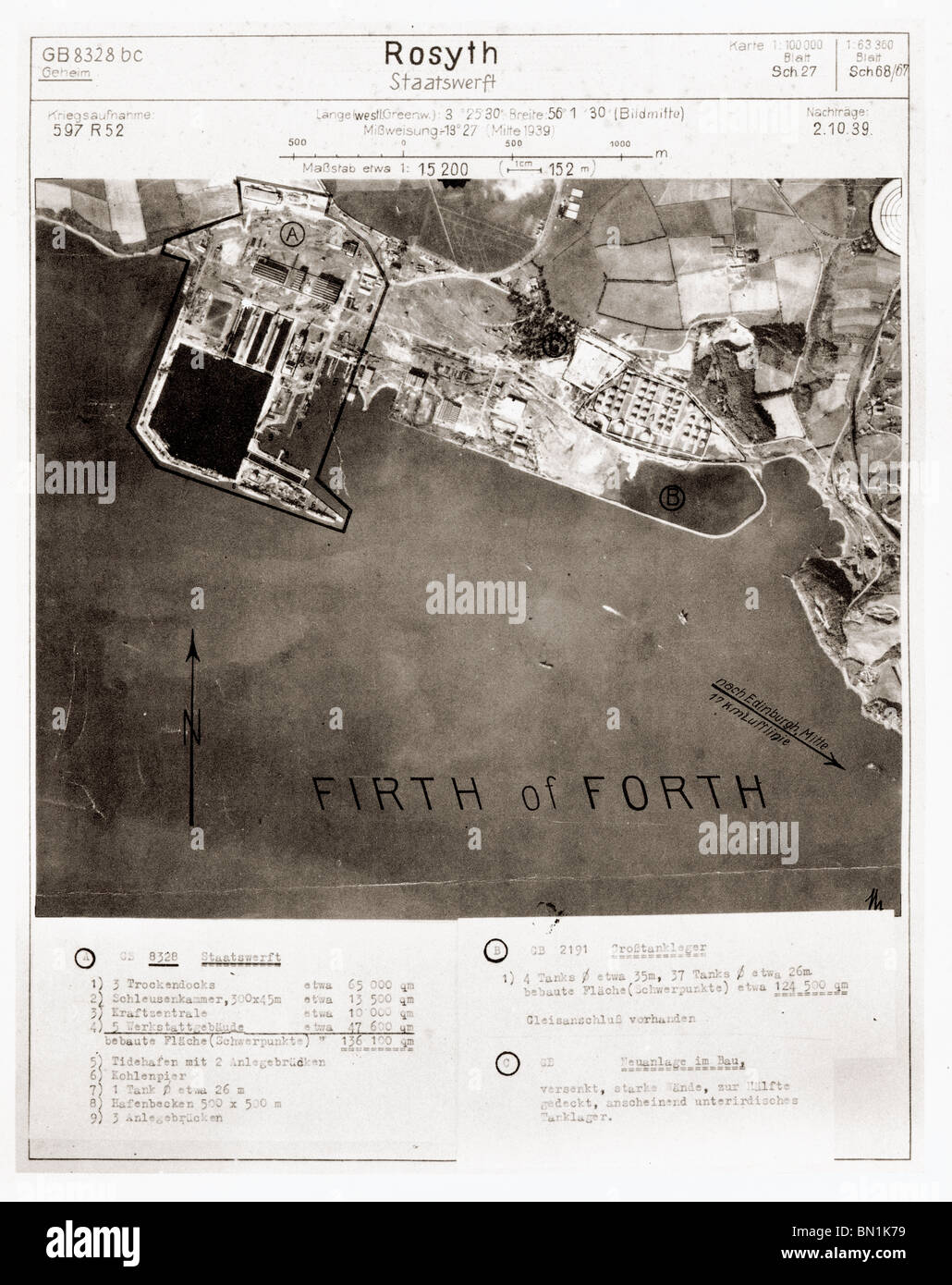 Rosyth, Firth of Forth - Scotland 1940 Naval Base Stock Photo