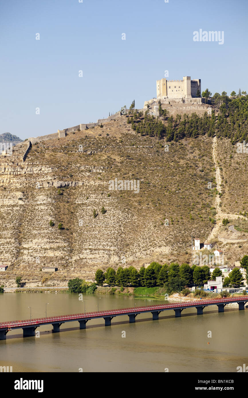 mequinenza castle over the ebro river Stock Photo