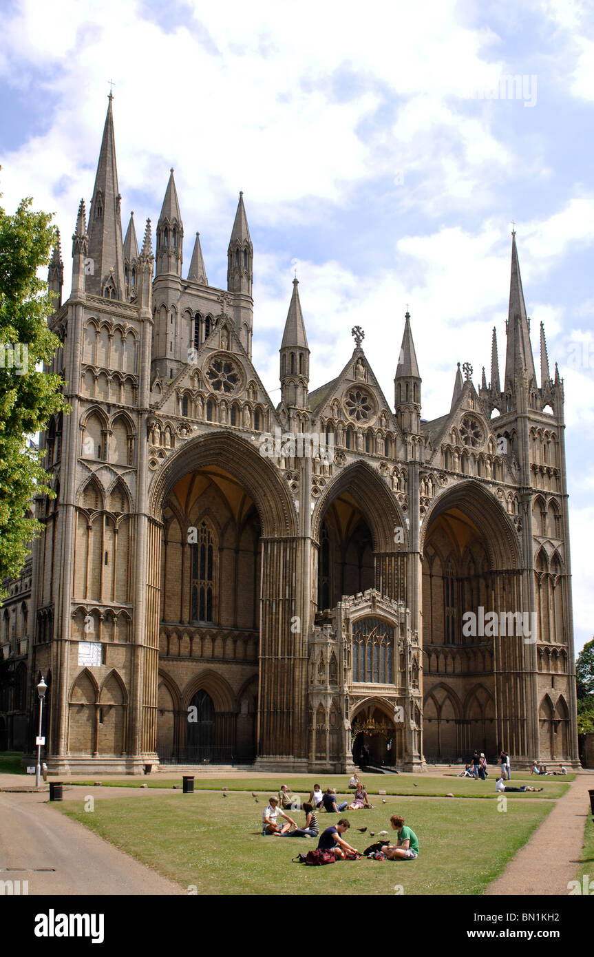 The West Front of Peterborough Cathedral, Cambridgeshire, England, UK Stock Photo