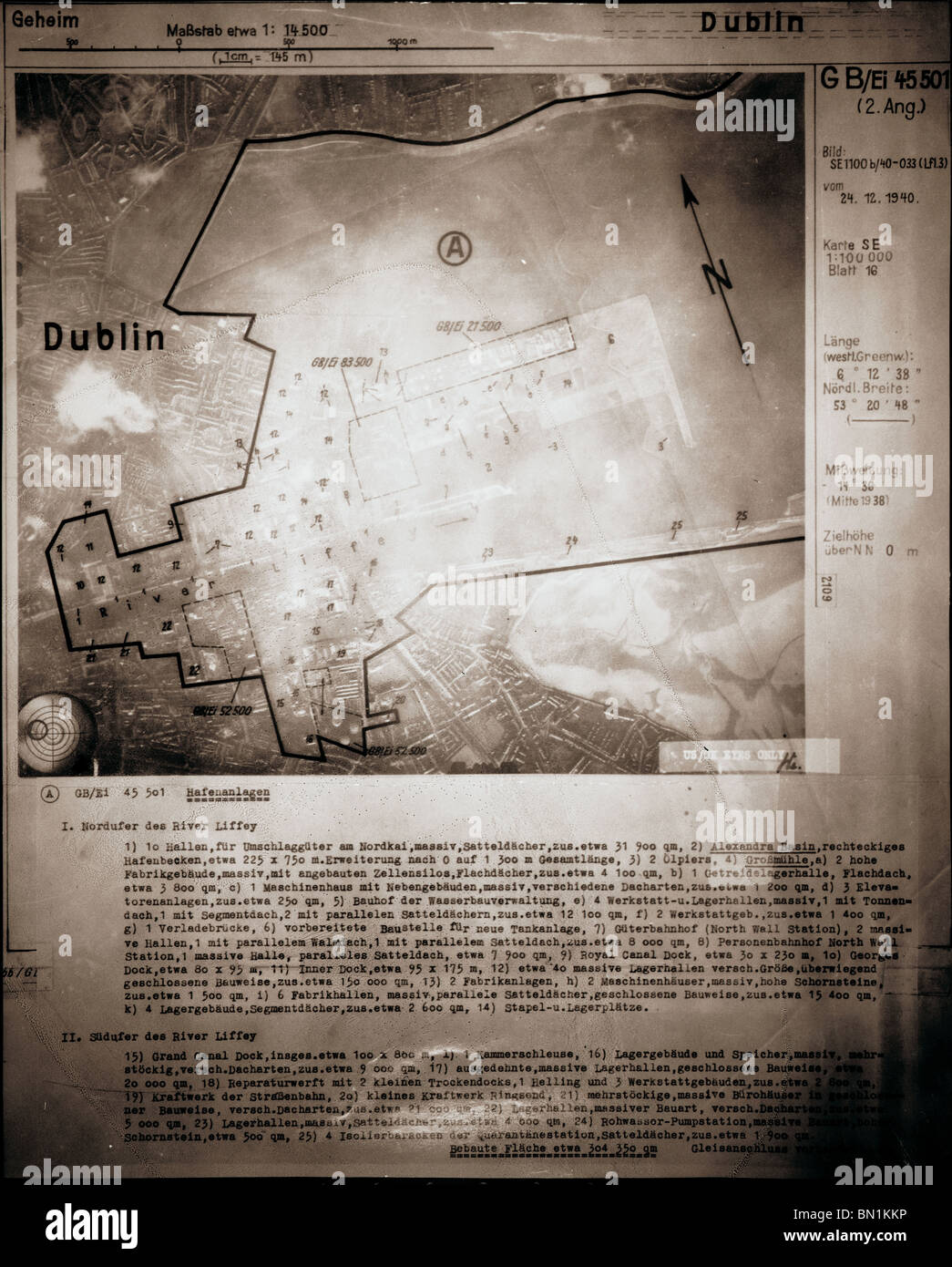Dublin - Ireland 24th December 1940 Port Stock Photo