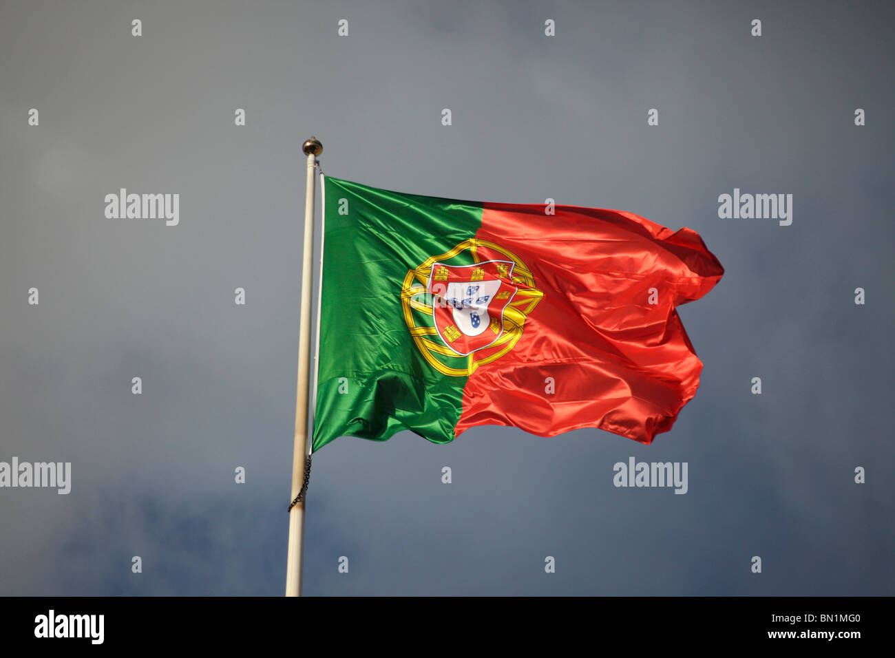 portuguese Flag in Lisbon, Portugal, Europe Stock Photo