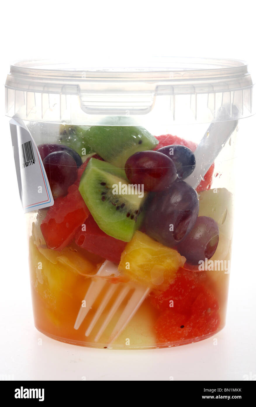 Packed, fresh fruits, from a cooler in a supermarket, for take away