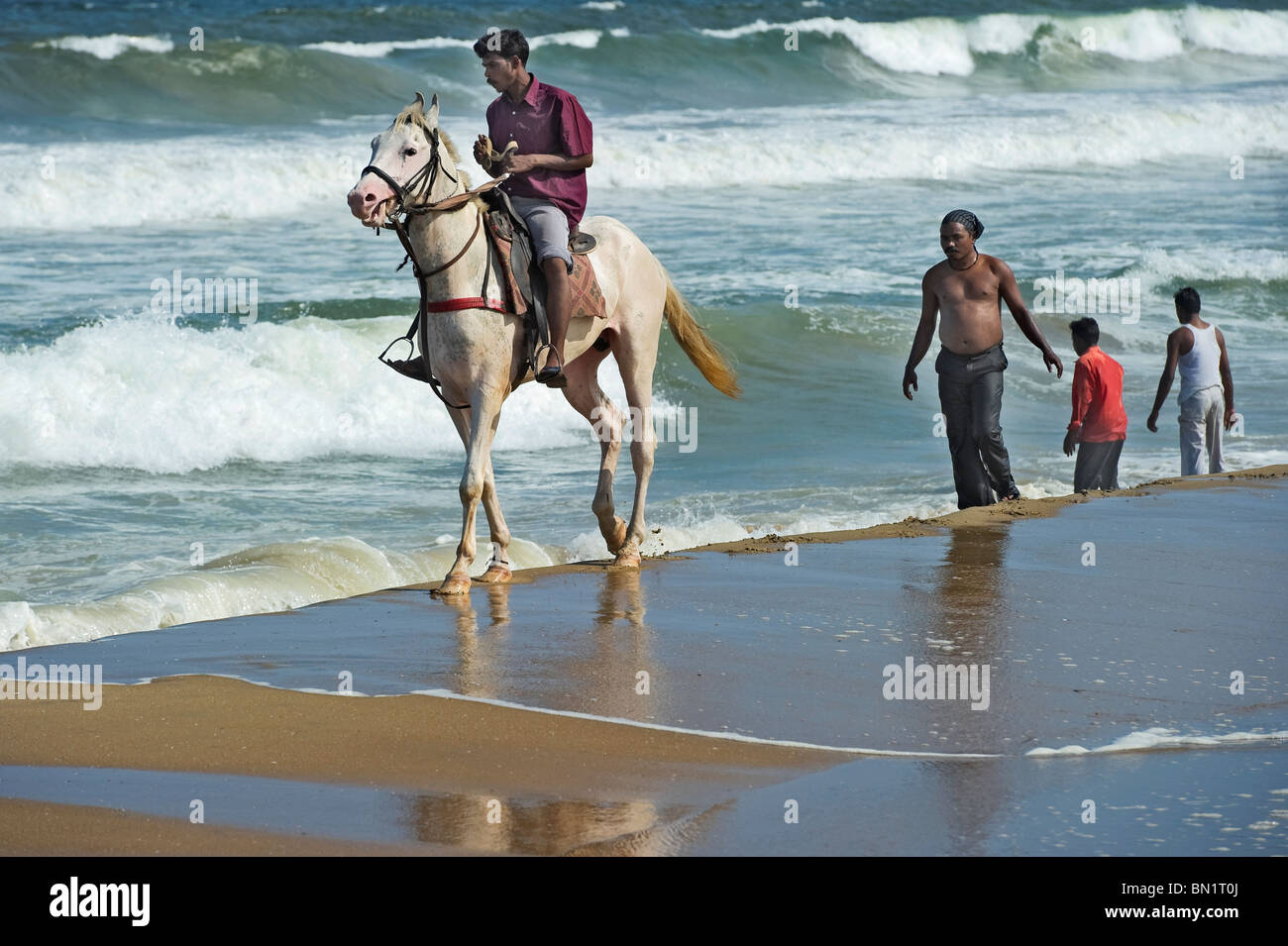 India Tamil Nadu Chennai ex Madras people on the beach Stock Photo